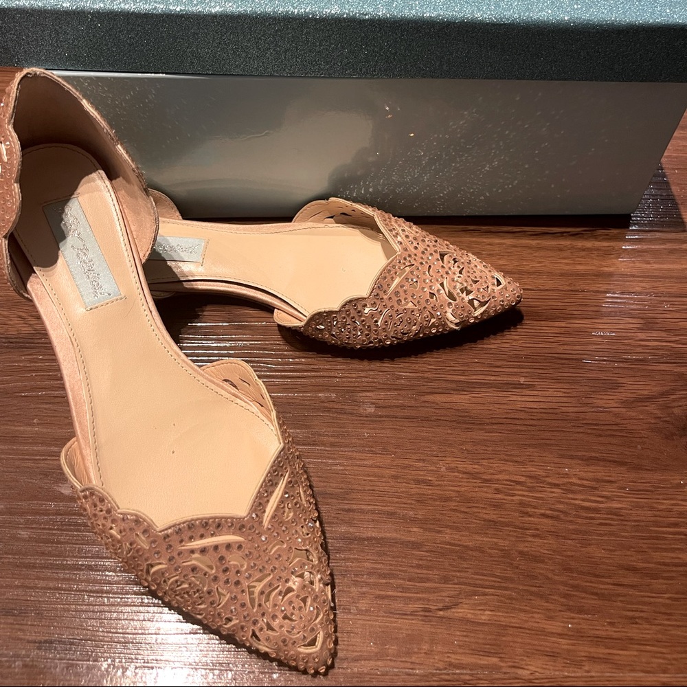 Betsy Johnson studded champagne flats